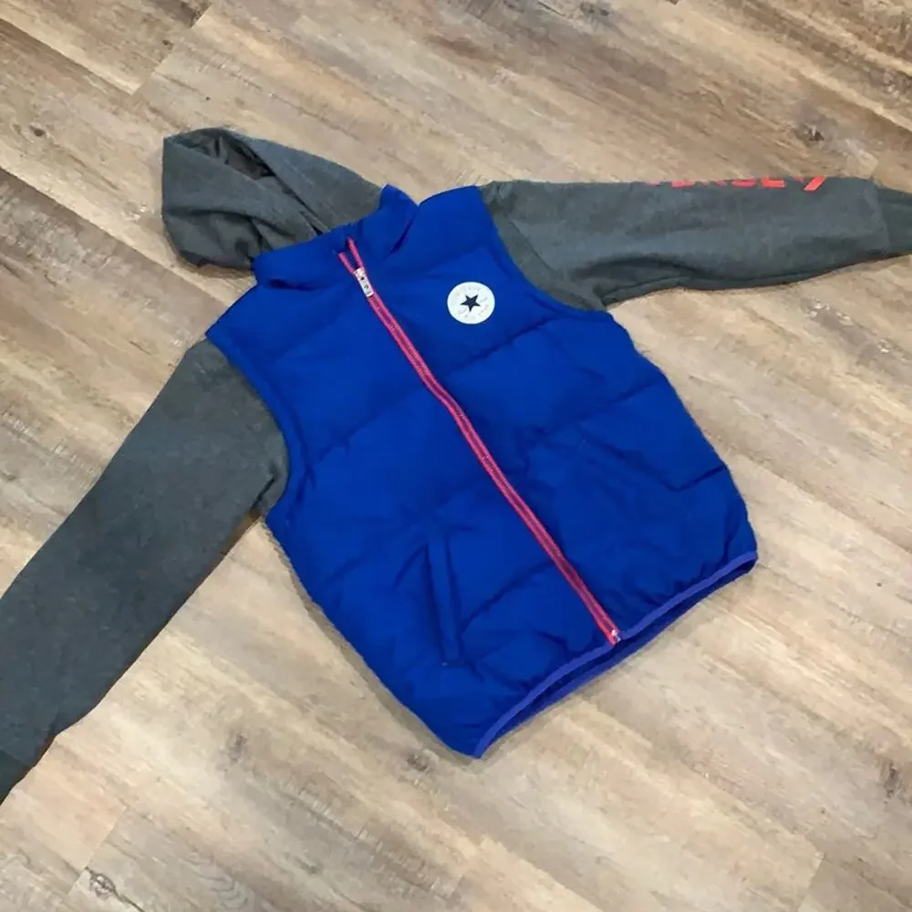 CONVERSE Kids Blue Quilted Puffer Jacket Sz L